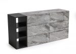 63  Grey Faux Marble and Black Wood Six Drawer Double Dresser Sale