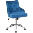 Tufted Upholstered Swivel Computer Desk Chair with Nailed Tri-Blue Cheap