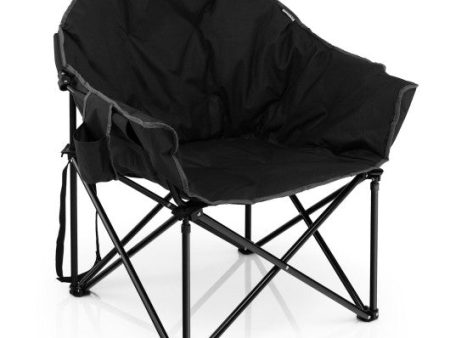 Folding Camping Moon Padded Chair with Carrying Bag-Black on Sale