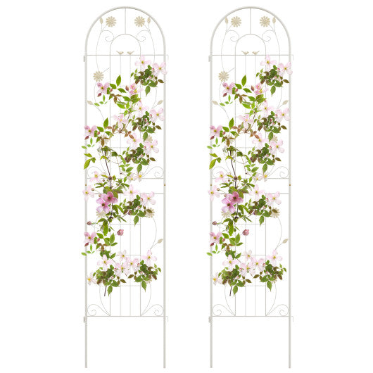 2 Pack 86.5 x 20 Inches Metal Garden Trellis for Climbing Plants-White Cheap