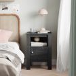 Compact Floor Farmhouse Nightstand with Open Shelf and Cabinet-Dark Gray Online Sale