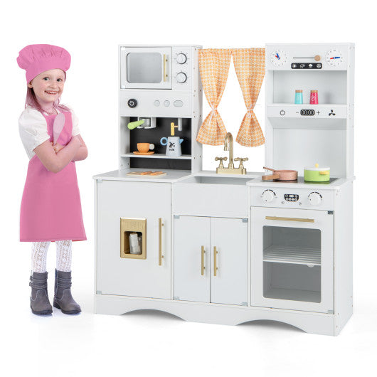 Kids Kitchen Playset with Microwave and Coffee Maker for Ages 3+-White For Discount