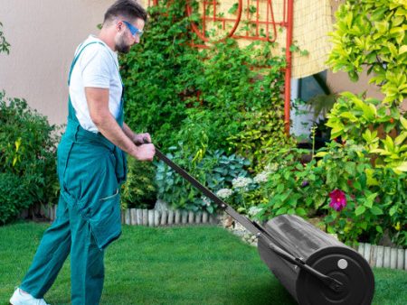 39 Inch Wide Push Tow Lawn Roller-Black Discount