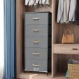 18  Gray and Black Steel and Fabric Five Drawer Chest Online Sale