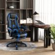 Gaming Chair Racing Style Swivel Chair with Footrest and Adjustable Lumbar Pillow-Blue For Discount