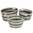 Natural Canes Grass Baskets Stackable Storage Bins Set of 3 with Hollowed Handles Cheap