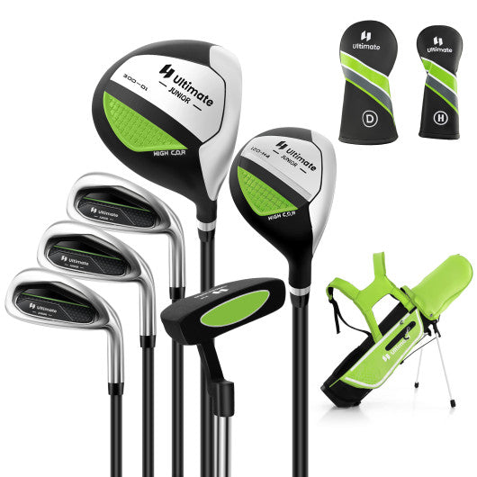 Junior Complete Golf Club Set with Stand Bag Rain Hood-Green Online now