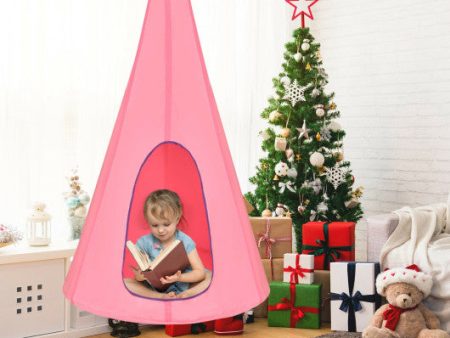 32 Inch Kids Nest Swing Chair Hanging Hammock Seat for Indoor and Outdoor-Pink For Sale