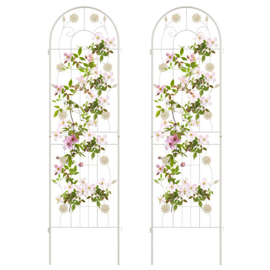 2 Pack 71 x 20 Inch Metal Garden Trellis Rustproof Plant Support for Climbing Plants-White Supply