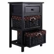 3 Tier Set of 2 Wood Nightstand with 1 and 2 Drawer -Black Online