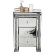 27  Silver Three Drawer Mirrored Nightstand Discount