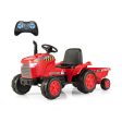 12V Kids Ride On Tractor with Trailer and Remote Control-Red Online now