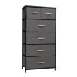 23  Gray and Black Steel and Fabric Six Drawer Chest Hot on Sale