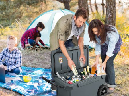 75 Quart Portable Cooler Rotomolded Ice Chest with Handles and Wheels-Gray Online