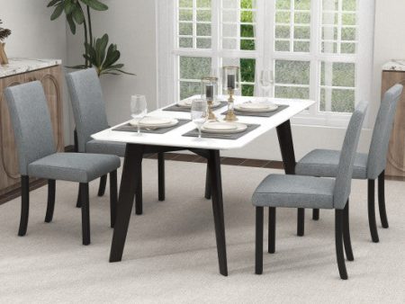 Dining Chair Set of 4 Upholstered Kitchen Dinette Chairs with Wood Frame-Gray on Sale