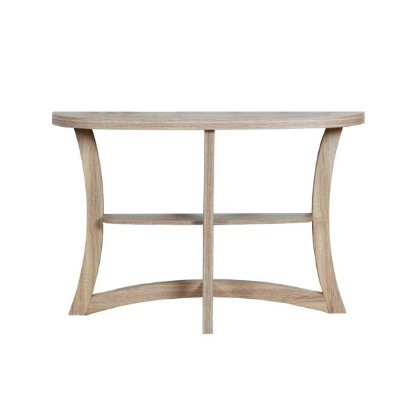 47  Taupe Half Moon Three Leg Console Table With Shelves For Cheap