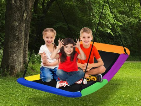 700lb Giant 60 Inch Skycurve Platform Tree Swing for Kids and Adults-Multicolor For Discount