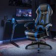 Gaming Chair Racing Style Swivel Chair with Footrest and Adjustable Lumbar Pillow-Blue For Discount