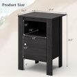 Compact Floor Farmhouse Nightstand with Open Shelf and Cabinet-Dark Gray Online Sale