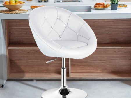 1 Piece Adjustable Modern Swivel Round Tufted-White Online Hot Sale