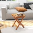 14 Inch Compact Folding Side Table with Slatted Tabletop For Cheap