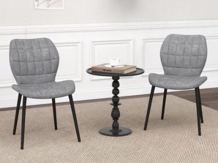 Dining Chairs Set of 2 with Padded Back  Metal Legs and Adjustable Foot Pads-Gray Hot on Sale