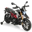 12V Kids Ride-On Motorcycle Aprilia Licensed with Sounds and Music-Black Cheap