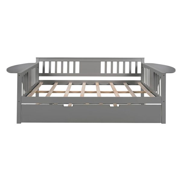 Gray Wood Bed Frame with Trundle Online