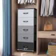 18  Gray and Black Steel and Fabric Five Drawer Chest Hot on Sale