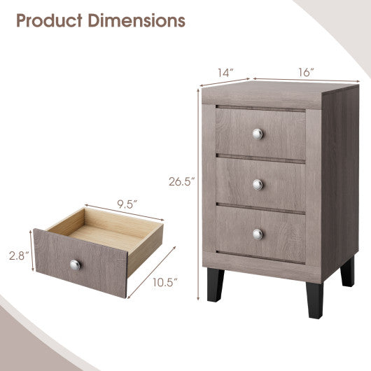 Modern Nightstand with 3 Drawers for Bedroom Living Room-Gray For Discount