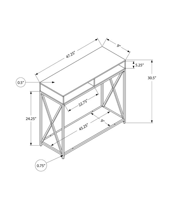 47  Taupe and Black Frame Console Table With Shelves For Sale