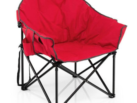 Folding Camping Moon Padded Chair with Carrying Bag-Red Discount