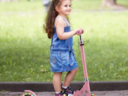 Folding Kick Scooter with 3 Adjustable Heights for Kids-Pink Cheap