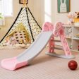 3-in-1 Folding Slide Playset with Basketball Hoop and Small Basketball-Pink For Cheap