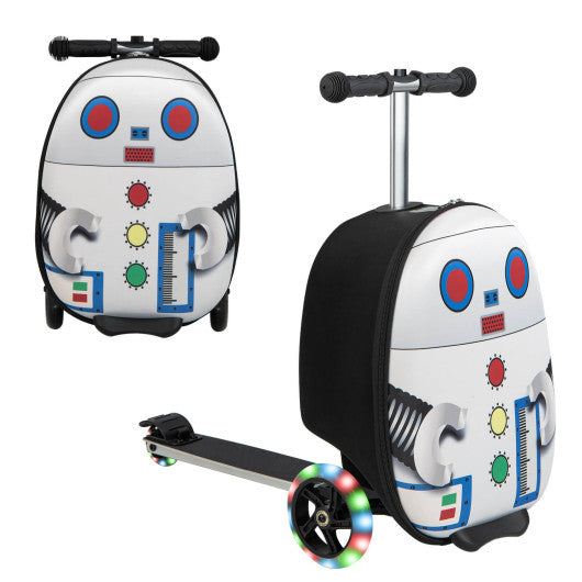 Hardshell Ride-on Suitcase Scooter with LED Flashing Wheels-White Hot on Sale