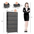 23  Gray and Black Steel and Fabric Six Drawer Chest Hot on Sale