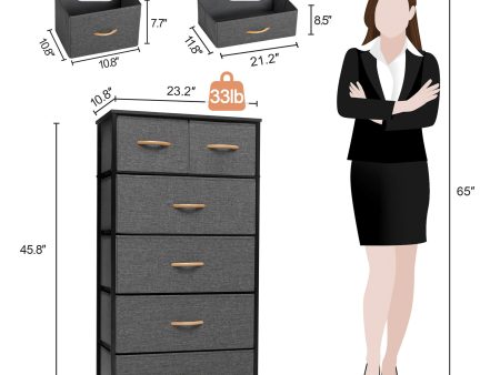 23  Gray and Black Steel and Fabric Six Drawer Chest Hot on Sale