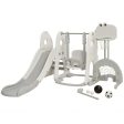 6 in 1 Toddler Slide and Swing Set with Ball Games-White For Discount