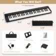 61-Key Folding Piano Keyboard with Full Size Keys and Music Stand-Black Hot on Sale