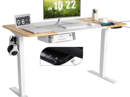 55 x 28 Inch Electric Adjustable Sit to Stand Desk with USB Port-Natural Discount