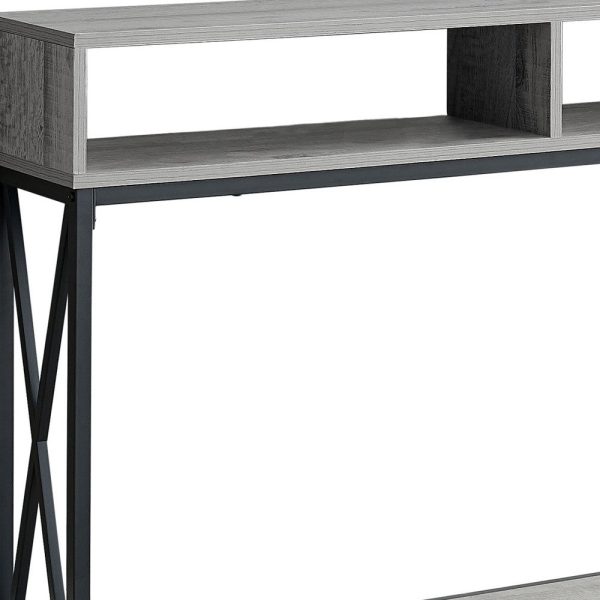 47  Gray and Black Frame Console Table With Shelves Hot on Sale