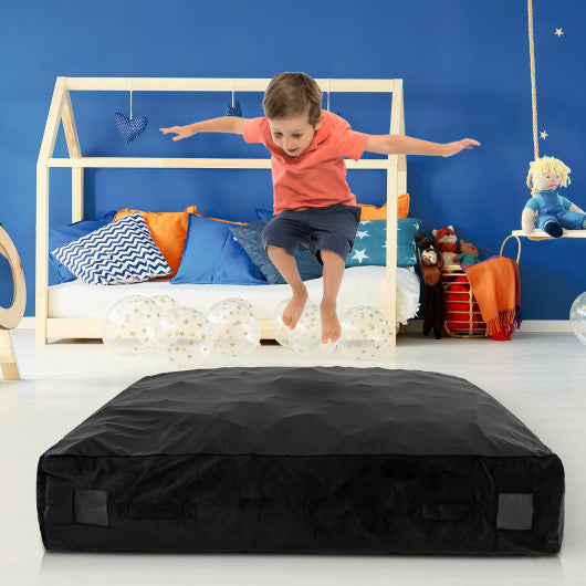 57 x 57 Inch Crash Pad Sensory Mat with Foam Blocks and Washable Velvet Cover-Black For Discount