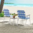 2 Pieces Folding Beach Chair Camping Lawn Webbing Chair-Blue For Discount