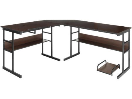 L-Shaped Computer Desk with Tiltable Tabletop-Brown Supply