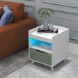 Modern Nightstand with LED Lights Sliding Drawer and Open Compartment-White Fashion