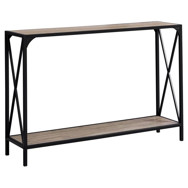 48  Taupe and Black Console Table With Shelves For Discount