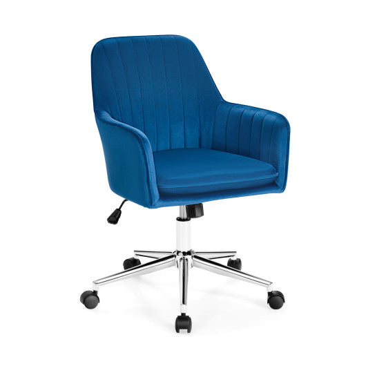 Velvet Accent Office Armchair with Adjustable Swivel and Removable Cushion-Blue Online now