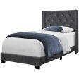 45.25  X 82.75  X 49.75  Dark Grey Velvet With Chrome Trim - Twin Size Bed For Sale