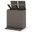 62 Gallon Outdoor Trash Can Waterproof Double Bin with Tiered Lid and Drip Tray-Coffee Online Sale