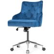 Tufted Upholstered Swivel Computer Desk Chair with Nailed Tri-Blue Cheap